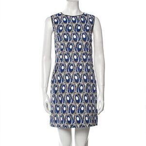 Miss Wu Sleeveless Blue Geometric Shift Dress medium